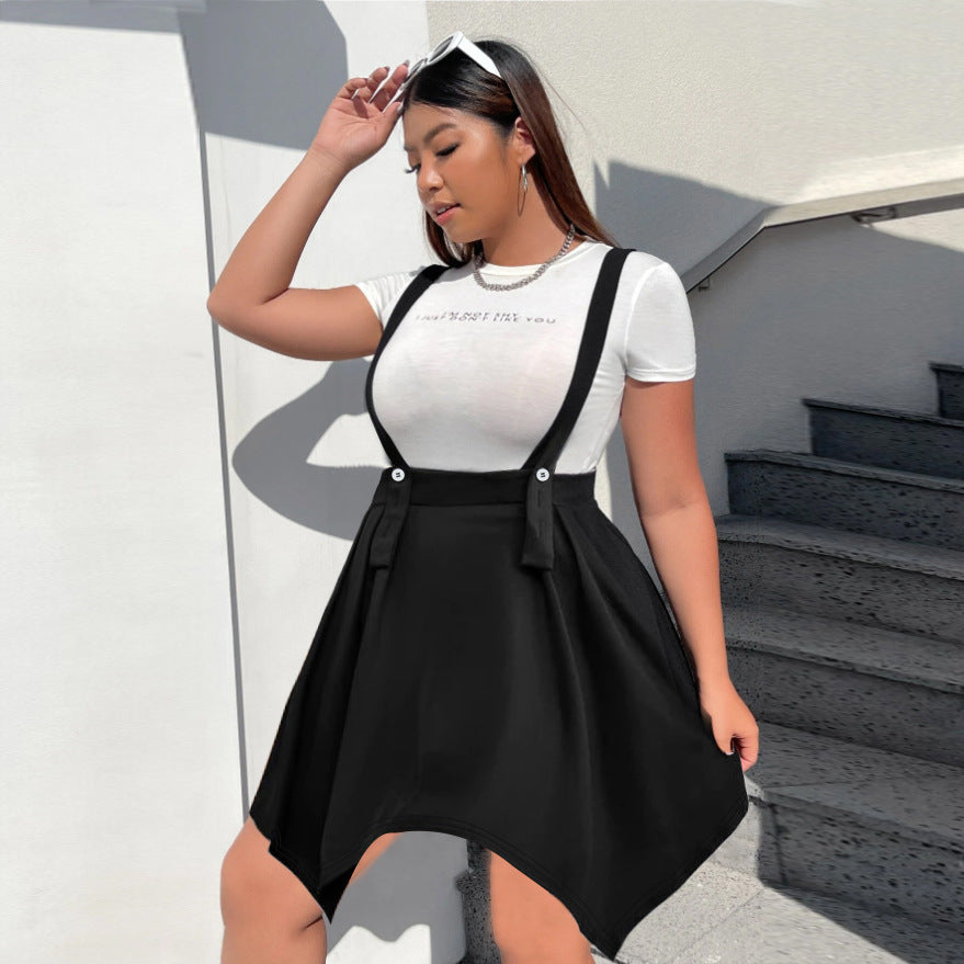 Asymmetrical Suspender Skater Skirt