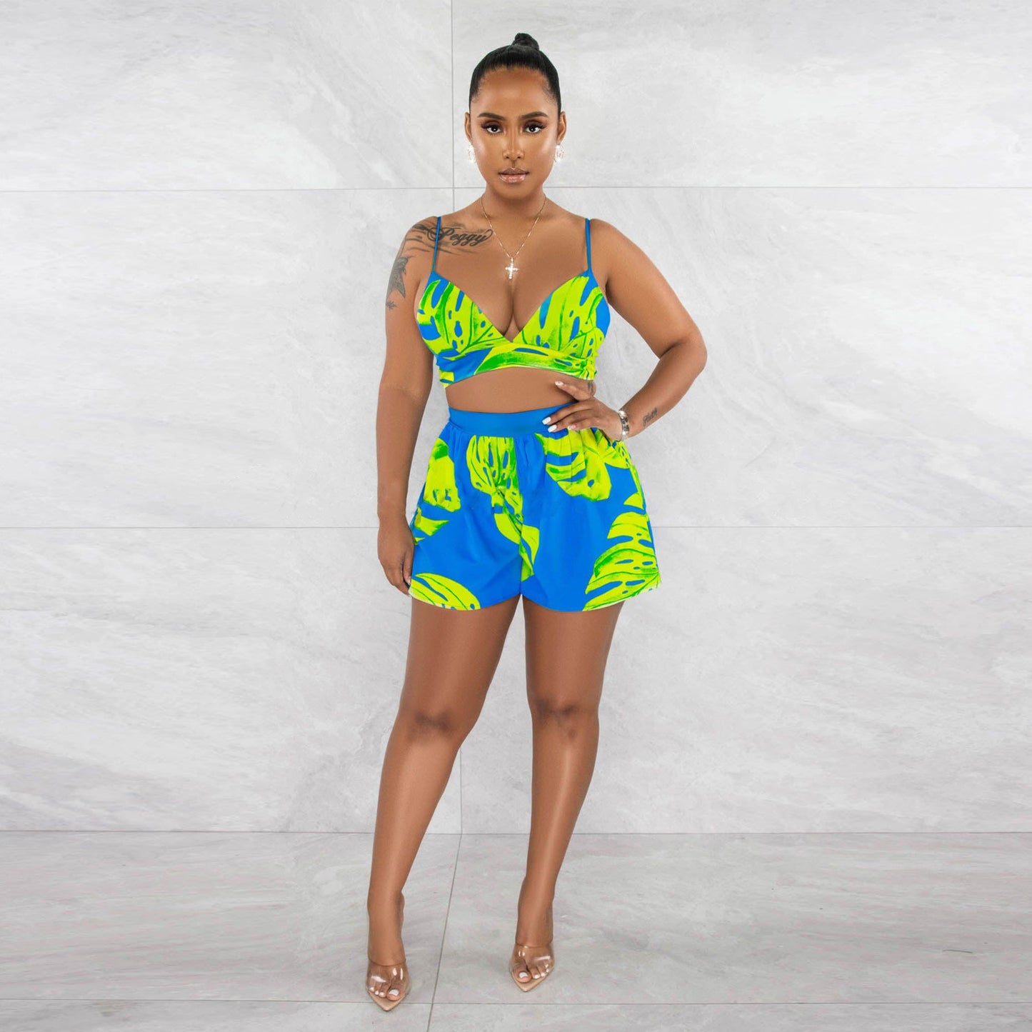 Sexy Printed Coat Three Piece Set