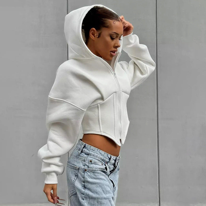 Ash Gray Cropped Hoodie