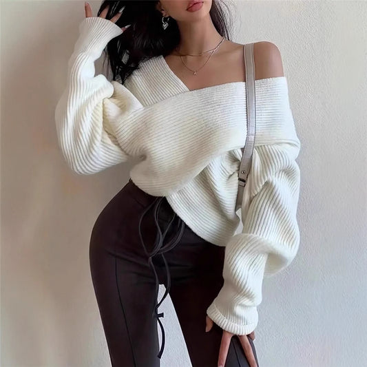Off-Shoulder Fluffy Knit
