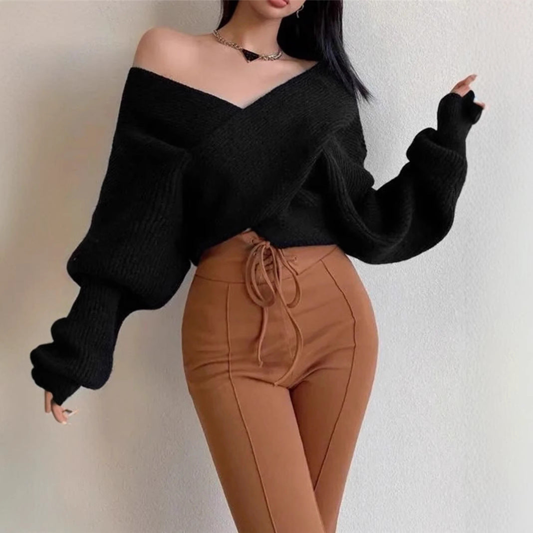 Off-Shoulder Fluffy Knit