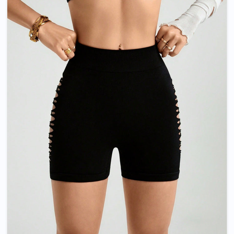 Sports Shorts Women Peach Hip Yoga Pants Pants Seamless Knitted Hip Lift Quick Drying Breathable Yoga Clothes Side Hollow Out Cutout Shorts