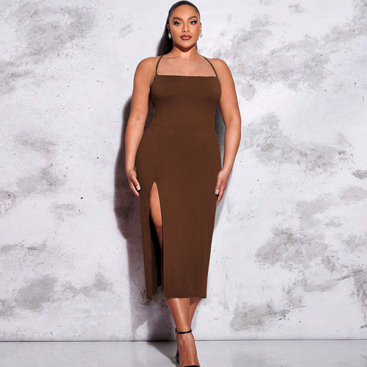 Velvet brown Midi Dress