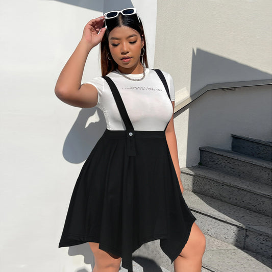 Asymmetrical Suspender Skater Skirt