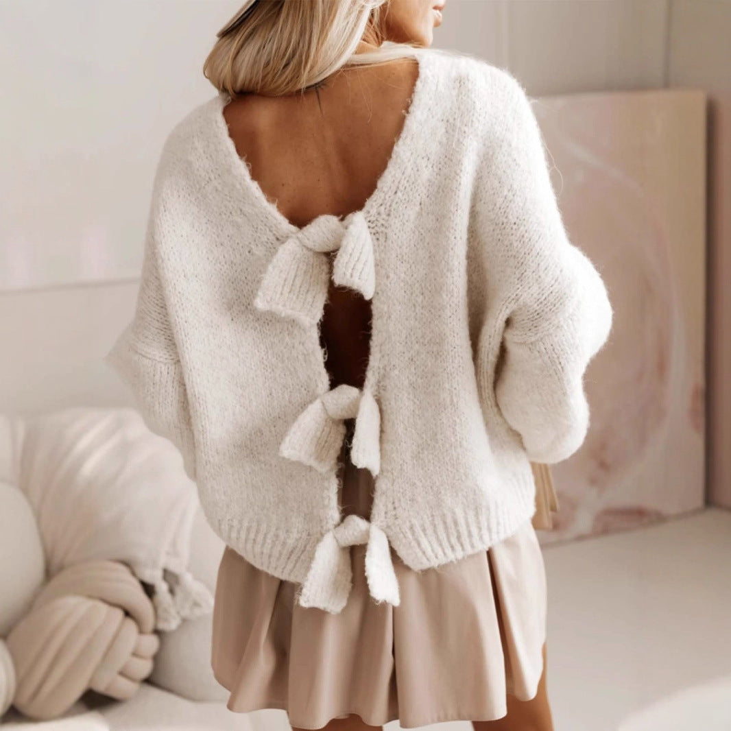 Back Bow Cozy Sweater
