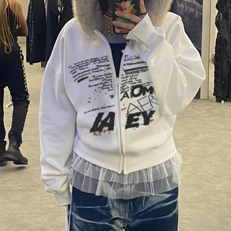 White Graphic Street Hoodie