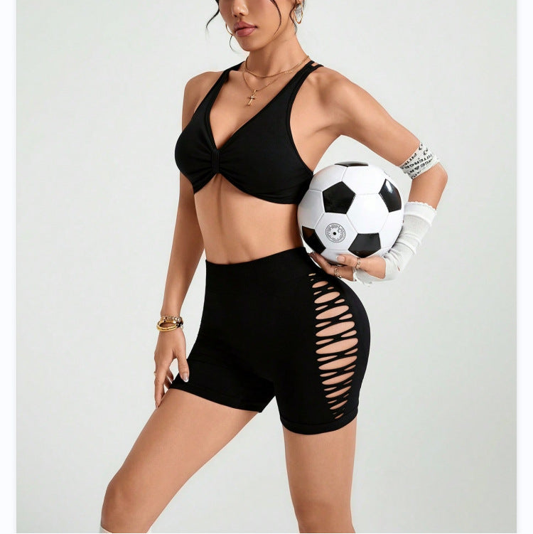 Sports Shorts Women Peach Hip Yoga Pants Pants Seamless Knitted Hip Lift Quick Drying Breathable Yoga Clothes Side Hollow Out Cutout Shorts