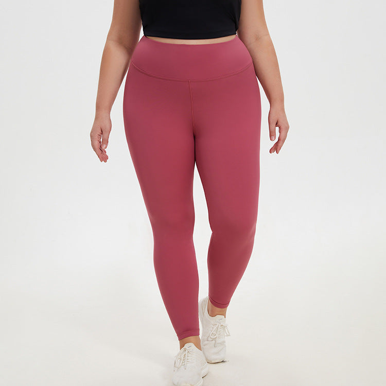 Plus Size High Waist Peach Pants Stretch Tight Yoga Sports