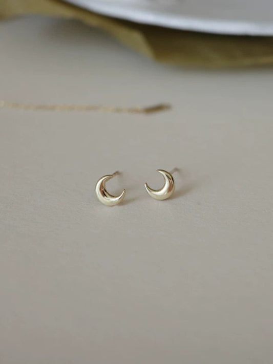 New glossy simple small crescent moon earrings