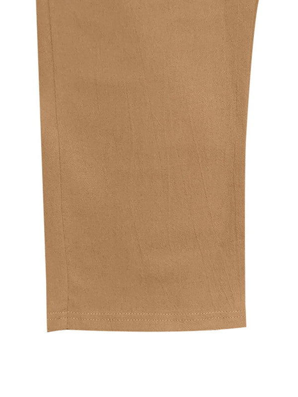 Men's Khaki Breathable Linen Loose Casual Pants