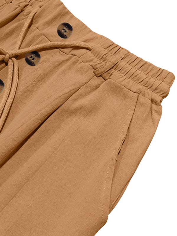 Men's Khaki Breathable Linen Loose Casual Pants