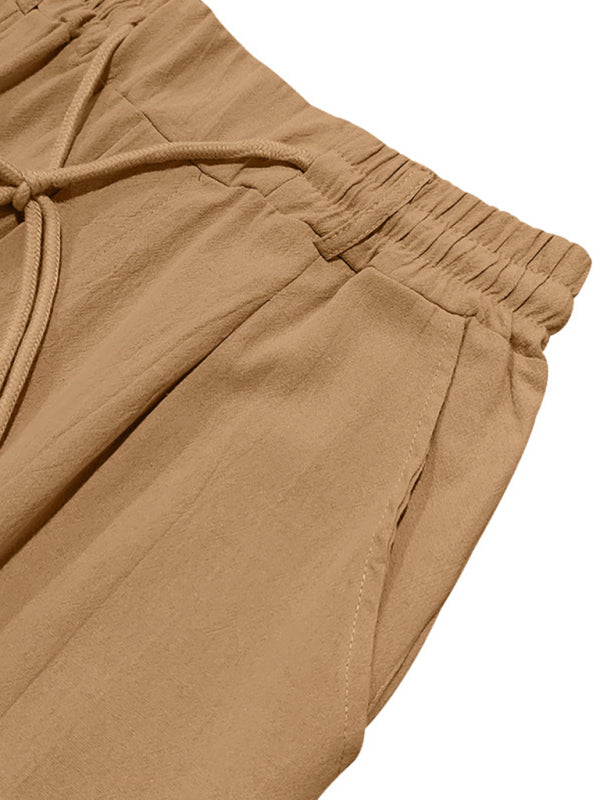 Men's Loose Casual Relaxed Straight Linen Naples Gurga Breathable Trousers