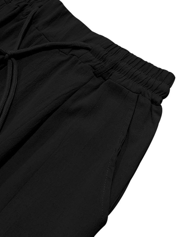 Men's Loose Casual Relaxed Straight Linen Naples Gurga Breathable Trousers