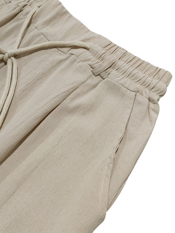Men's Loose Casual Relaxed Straight Linen Naples Gurga Breathable Trousers