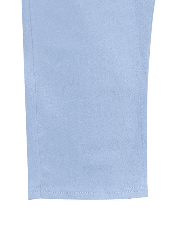 Men's Loose Casual Relaxed Straight Linen Naples Gurga Breathable Trousers