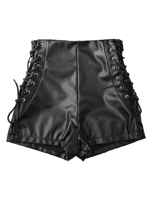 Women's Black High Waist Elastic Shorts