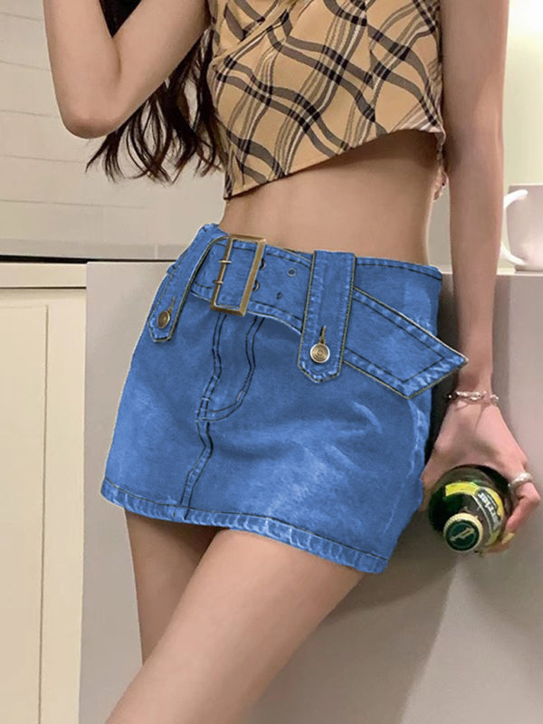 Voidsy denim high waist slim skirt