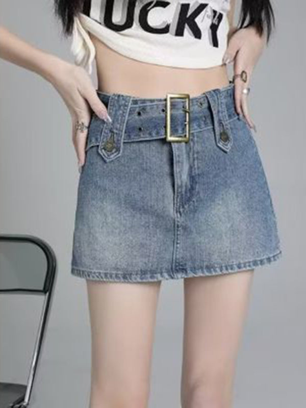 Voidsy denim high waist slim skirt