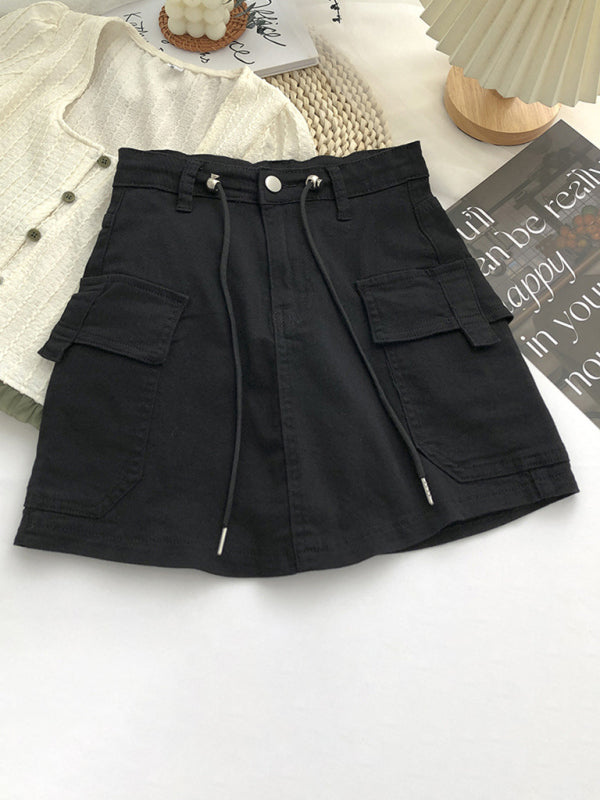 Voidsy high waist denim hip-covering skirt