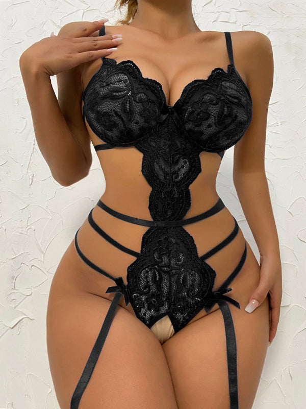 Voidsy sexy sexy hollow suspender bodysuit