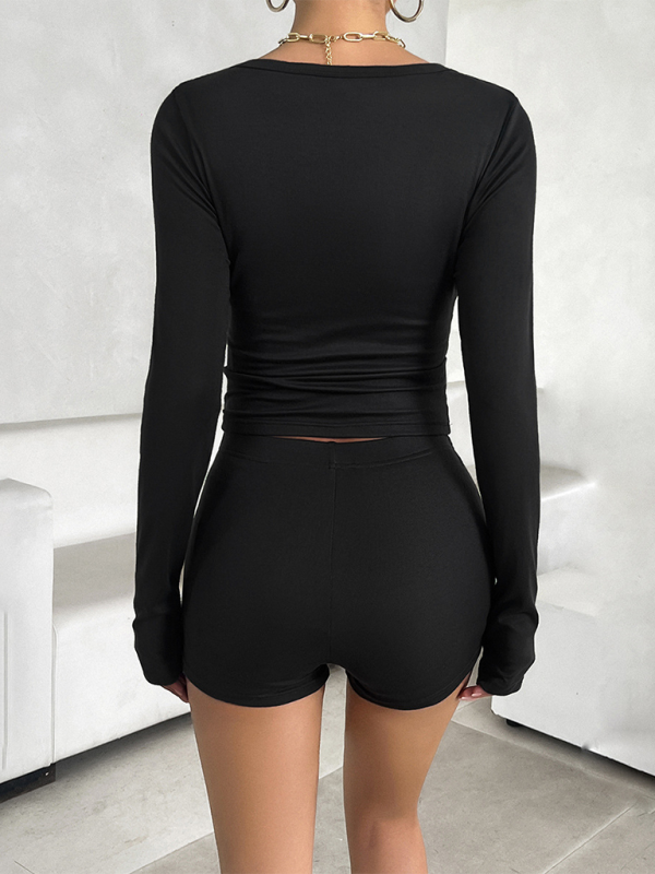 Voidsy long-sleeved tops and trousers two-piece set