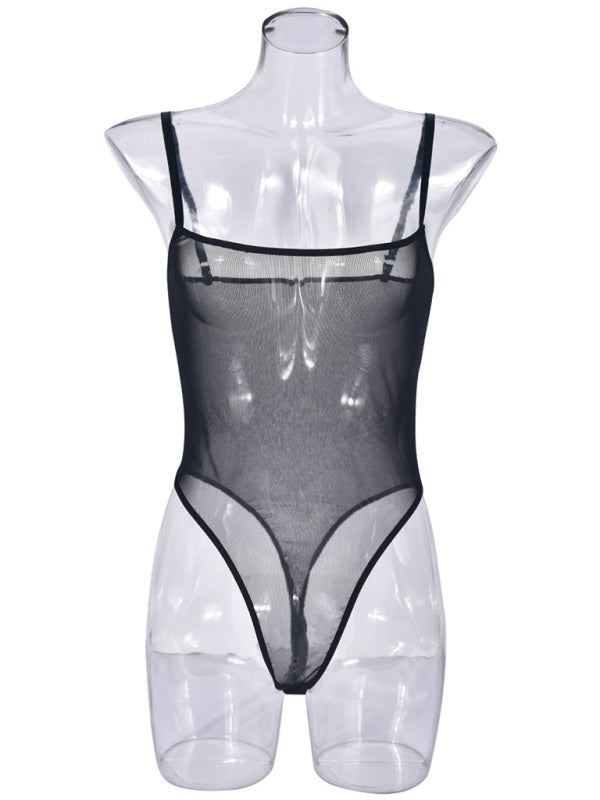 Sexy suspender mesh Voidsy dress sexy suit