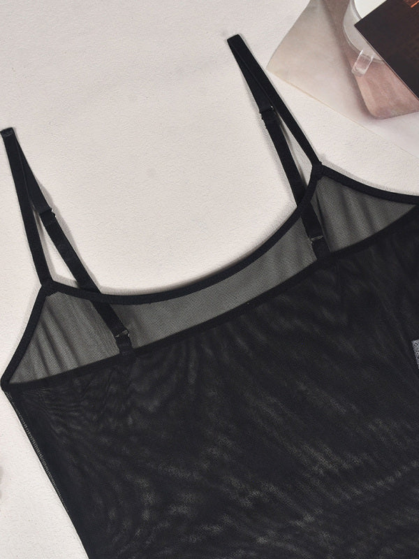 Sexy suspender mesh Voidsy dress sexy suit