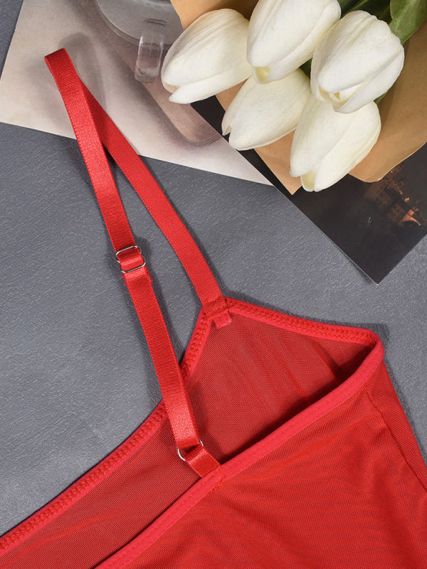 Sexy suspender mesh Voidsy dress sexy suit