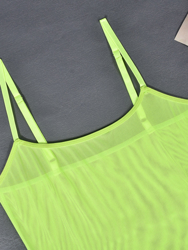Sexy suspender mesh Voidsy dress sexy suit