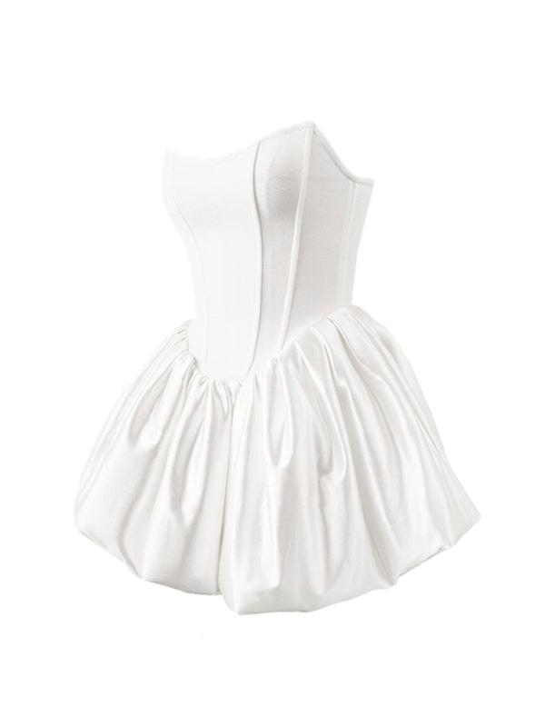 Women's Fishbone Tutu Tutu Birthday Dress Party White Fluffy Pumpkin Dress